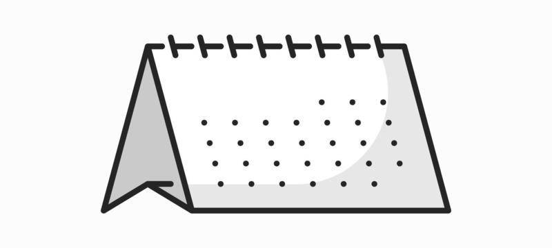 Desk or table spiral calendar outline icon