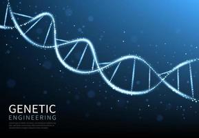 Glow DNA helix, cell or molecule genes background vector