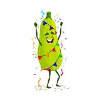 Cartoon zucchini vegetable character on birthday vector