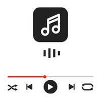 Progress loading bar of audio or video player with time slider, pause, rewind and fast forward buttons vector graphic illustratation