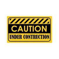 Under construction tape warning banner vector