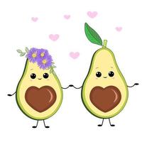 vector illustration half avocado couple in love