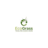 Letter e with grass logo design vector