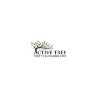 Letter A in active write with tree logo design vector