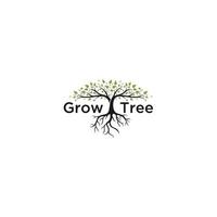 Root Of The Tree logo illustration. Vector silhouette of a tree.