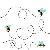 Honey bee flying with a dotted pathBee16.eps vector