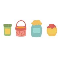 Cute jars for honey boxes basket vector