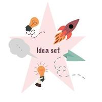 Idea set start up imagination and thinking objects in the pink star vector