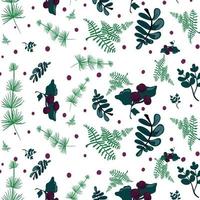 Swamp pattern with fem cones leaves and poison berries vector