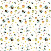 Seamless vector pattern with bees and honey