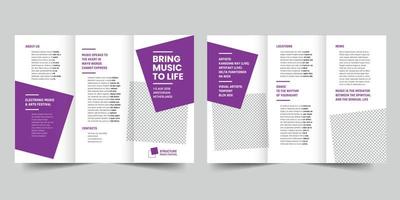 música festival tríptico folleto plantilla, volantes vector diseño tríptico Bosquejo Pro vector
