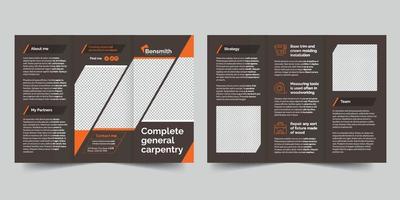 Carpenter trifold brochure template,  flyer vector layout Trifold mockup Pro Vector