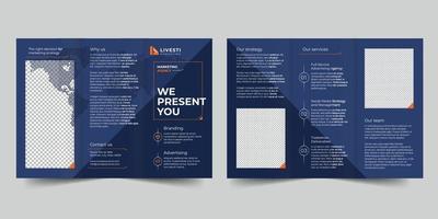 Marketing Agency trifold brochure template,  flyer vector layout Trifold mockup Pro Vector