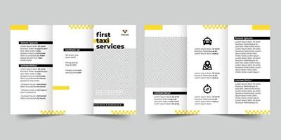Taxi Services trifold brochure template,  flyer vector layout Trifold mockup Pro Vector