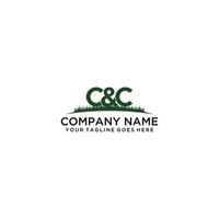 Letter C anc C with grass logo design vector