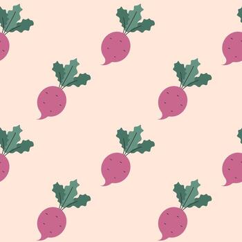 Vector seamless pattern with beet. Background with  doodle vegetables.