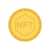 Vector gold coin NFT. Non fungible token illustration. Isolated on white background.