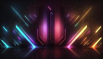 Futuristic background with colorful glowing abstract neon lights. photo