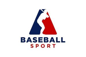 letra un béisbol logo icono vector modelo.