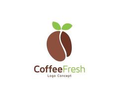 Coffee bean logo with leaf illustration vector