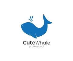 Cute whale flat logo illustration vector