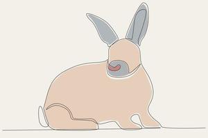 Color illustration of a rabbit sitting looking back vector