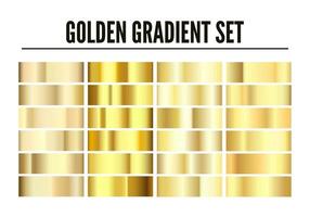 Golden gradient set. Element of shiny gold texture. Realistic golden foil. Vector illustration isolated on white background