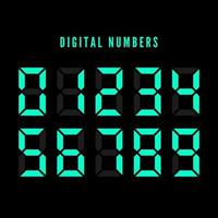 Color digital numbers set. Digital number font text. Vector illustration isolated on white background