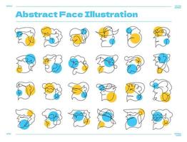 collection of line doodles with face shapes for decoration vector