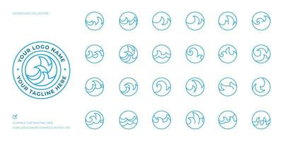 Logo collection with wave shape, abstract design concept for branding needs vector