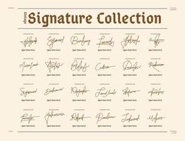 A collection of signature on a vintage background vector