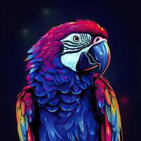 guacamayo en neón colores. generativo ai. foto