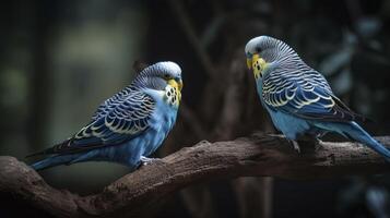 Pair of budgerigars. . photo