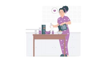 cocina té haciendo vector