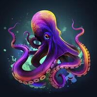 Octopus in neon colors. . photo