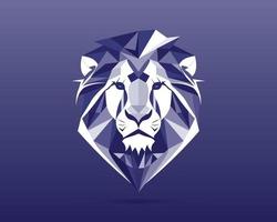 geometric blue lion head logo front view, Vector Eps file