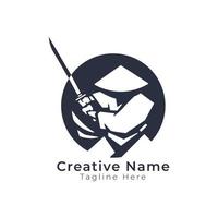 Samurai logo circular, ronin, ninja, katana, assassin with sword logo template eps file vector