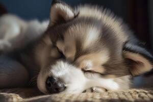 malamute perrito es durmiendo. generativo ai. foto