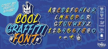 Modern Graffiti Art Alphabet. Vector font graffiti alphabet, cool decorative typography letters. Fully customizable colors