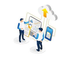 Isometric data analytics  cloud computing  data analysis  data analytics  cloud computing  data analysis  business analytics. Vector illustration