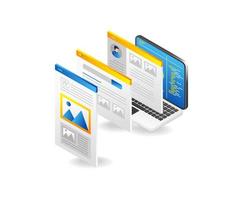 Flat isometric design concept of web browser window. Vector illustration.