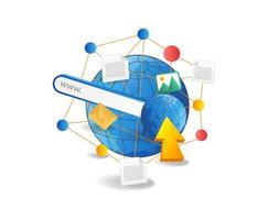 Search Engine Optimization concept with globe and icons. Vector illustration.