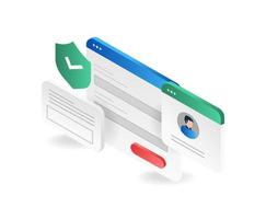 User login form isometric icon. Secure user login form vector illustration.