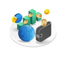 Global business isometric icon. 3d vector illustration for web design
