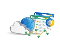 Cloud computing concept. Isometric illustration of cloud computing concept for web design vector