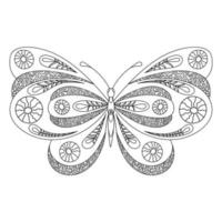 mariposa. colorante página para adultos anti estrés en blanco antecedentes. vector