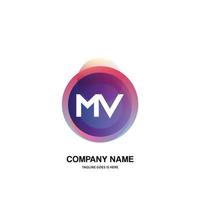 MV initial logo With Colorful Circle template vector