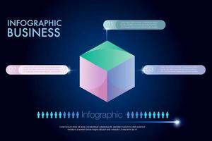 Cube shape Infographic template for business. isometric infographic 3 option and people icon for business data diagram project presentation vector