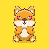 Vector dog sitting shocked cute creative kawaii cartoon mascot