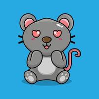 vector ratón sentado conmocionado linda creativo kawaii dibujos animados mascota